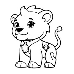 Cute vector illustration LionRobot hand drawn for kids page