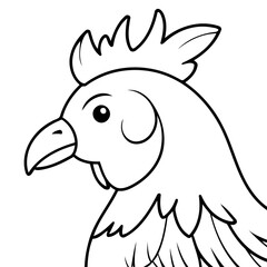 Simple vector illustration of Rooster drawing for toddlers coloring activity