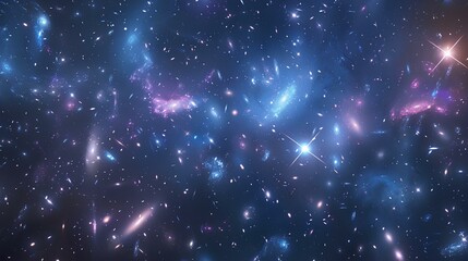 Fototapeta premium The image is a depiction of outer space, showing a vast collection of stars and galaxies.