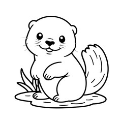 Cute vector illustration otter doodle for toddlers worksheet