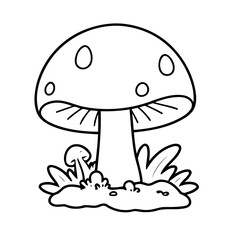 Cute vector illustration Mushroom for kids colouring page