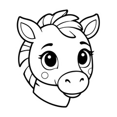 Cute vector illustration Zebra for children colouring activity