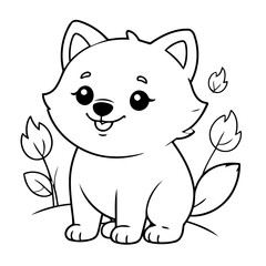 Cute vector illustration Wolf doodle for kids colouring page