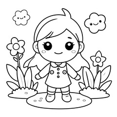 Simple vector illustration of Garden doodle for toddlers worksheet