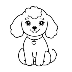 Simple vector illustration of poodle drawing for kids page