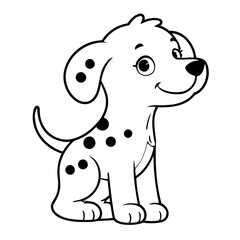 Vector illustration of a cute Dalmatian drawing for kids colouring page