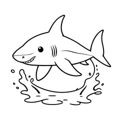 Cute vector illustration Shark drawing for toddlers book