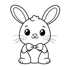 Simple vector illustration of Bunny drawing colouring activity