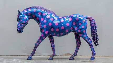 Obraz premium A blue horse with a colorful design on its face