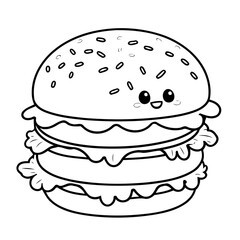 Vector illustration of a cute Burger drawing for toddlers book