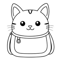 Vector illustration of a cute CatBag drawing for toddlers colouring page
