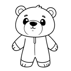 Cute vector illustration bear drawing for toddlers colouring page