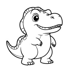 Vector illustration of a cute TRex drawing for kids colouring page