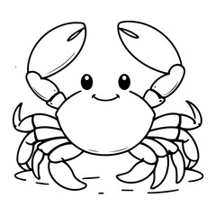 Vector illustration of a cute crab drawing for colouring page