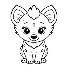 Vector illustration of a cute Hyena drawing for toddlers coloring activity