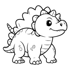 Cute vector illustration Ankylosaurus drawing for colouring page