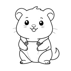 Vector illustration of a cute Hamster doodle drawing for kids page