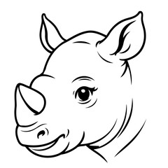 Vector illustration of a cute Rhino drawing for toddlers colouring page