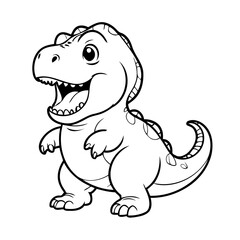 Cute vector illustration TRex for kids coloring activity page