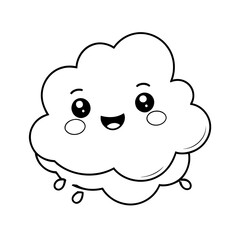 Simple vector illustration of Cloud drawing for kids colouring page