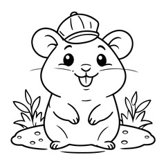Cute vector illustration Hamster drawing colouring activity