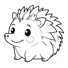 Cute vector illustration hedgehog drawing for toddlers coloring activity