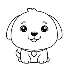Vector illustration of a cute Dog drawing for children page