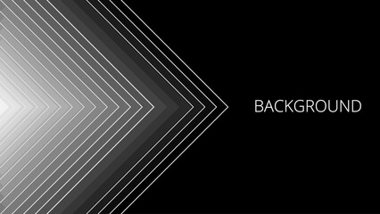 Black abstract background with white triangular pattern, modern geometric texture, diagonal rays and angles	