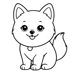 Vector illustration of a cute Pomsky doodle for kids coloring worksheet