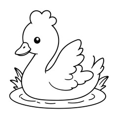 Cute vector illustration Swan drawing for colouring page