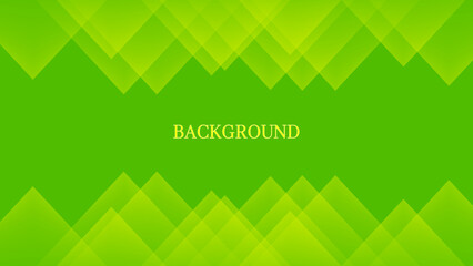 Green abstract background with yellow square and triangular pattern, cave crystal shape, modern geometric banner	