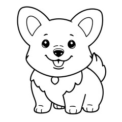 Simple vector illustration of WelshCorgi drawing for toddlers colouring page