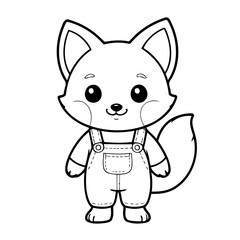 Cute vector illustration Fox doodle for kids colouring page