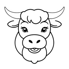 Cute vector illustration Bull doodle for toddlers coloring activity