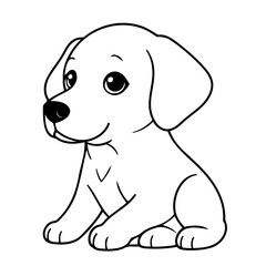 Vector illustration of a cute labrador doodle for kids coloring worksheet