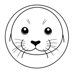 Vector illustration of a cute Seal doodle for kids coloring worksheet