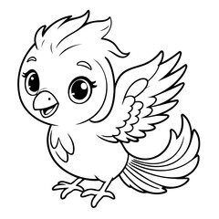 Cute vector illustration phoenix drawing for toddlers coloring activity