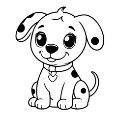 Cute vector illustration Dalmatian doodle for kids colouring page