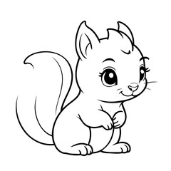 Simple vector illustration of squirrel drawing colouring activity
