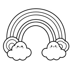 Simple vector illustration of Rainbow hand drawn for kids coloring page