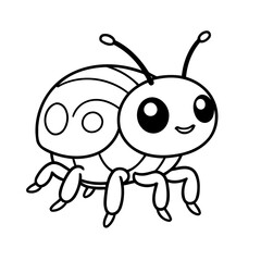 Simple vector illustration of Beetle drawing for kids colouring page