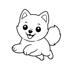 Naklejka premium Simple vector illustration of Pomsky hand drawn for toddlers
