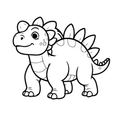Simple vector illustration of Dino drawing for toddlers coloring activity
