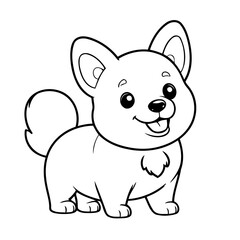 Simple vector illustration of WelshCorgi for kids colouring worksheet