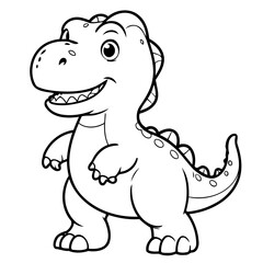 Cute vector illustration TRex for kids colouring worksheet