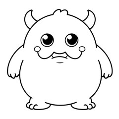 Cute vector illustration Monster colouring page for kids