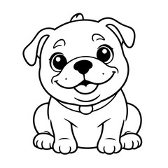 Vector illustration of a cute Bulldog doodle for toddlers worksheet