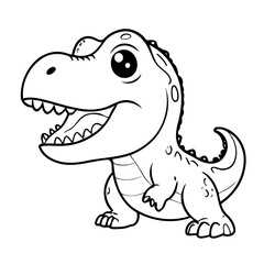 Cute vector illustration TRex hand drawn for kids coloring page