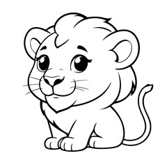 Vector illustration of a cute Lion doodle for kids colouring page