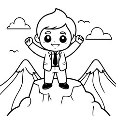 Vector illustration of a cute Businessman drawing for toddlers colouring page